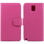 Wholesale Note 3 Simple Leather Wallet Case with Stand (Pink)